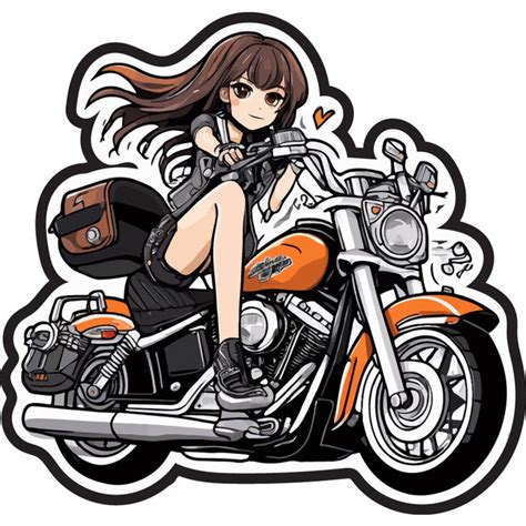 Anime Girl Motorcycle Decal – 4" Vinyl, Indoor/Outdoor, Dynamic Design - SLE Customs