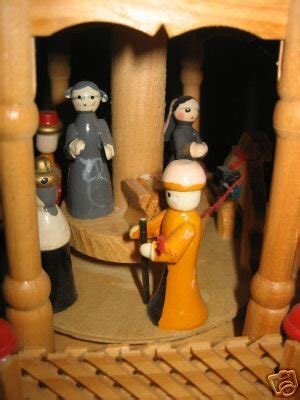 Vintage German Christmas Nativity Pyramid Wood Carousel