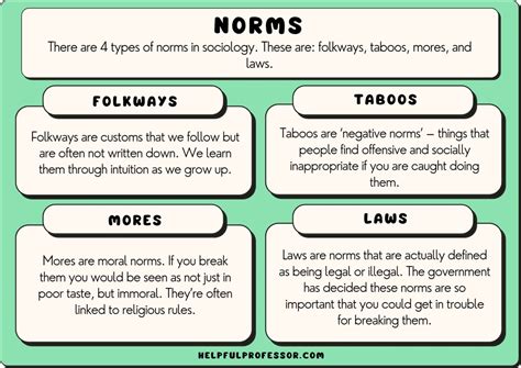 The 4 Types of Norms (Folkways, Mores, Taboos & Laws)