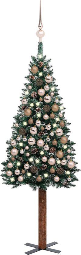 Prolenta Premium Kerstboom Met LED S En Kerstballen Smal 180 Cm Groen