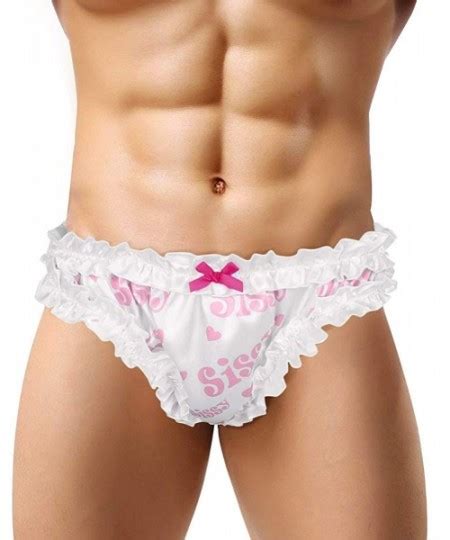 Mens Sissy Silky Satin Panties Crossdress Frilly Ruffled Bikini Briefs