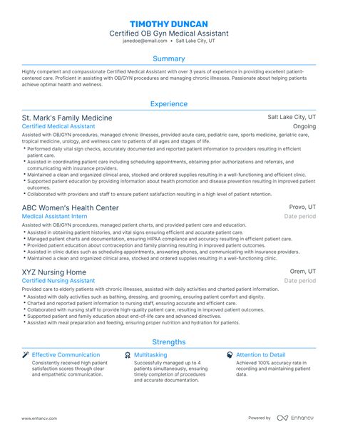 5 Ob Gyn Medical Assistant Resume Examples And Guide For 2024