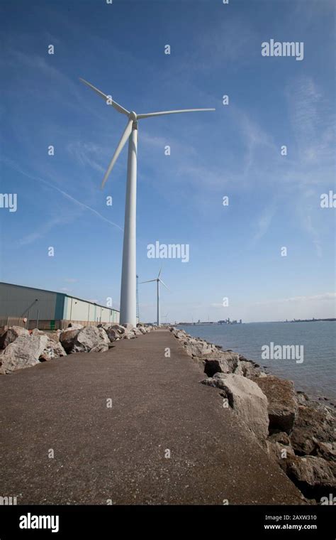 Windturbine Against Perfect Blue Sky Stock Photo Alamy