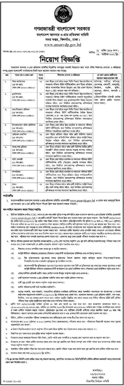 Bangladesh Ansar Vdp Job Circular 2022 Job News 24 Hrs