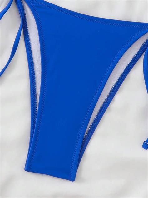 New Solid Color Soft Cup Underwire Broad Strap Bikini Back Clasp Closure Ruched Tie Side