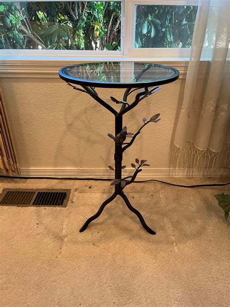 Lot Cute Metal Tree Branch Side Table W Glass Top Adam S