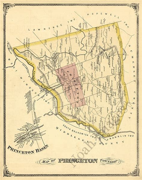 Map Of Princeton Township Nj Repro 16x20