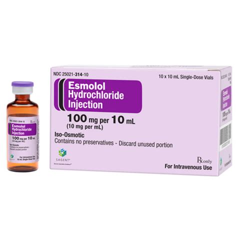 Sagent Pharmaceuticals Esmolol 100mg 10mL Vial Emergency Medical Products