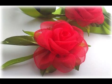 РОЗА ИЗ ОРГАНЗЫ, МК / DIY ORGANZA ROSE - YouTube