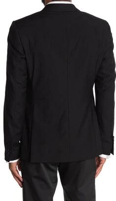 John Varvatos Black Solid Two Button Peak Lapel Austin Fit Sport Coat