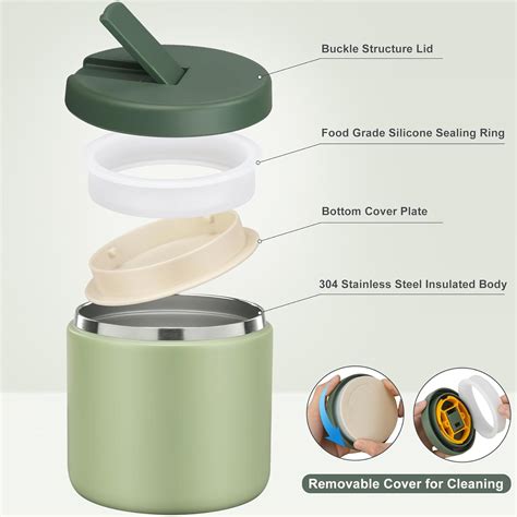 LOHASOK Oz Soup Thermo For Hot Food Insulated Vacuum Food Jar With Buckle Lid Stainless Steel