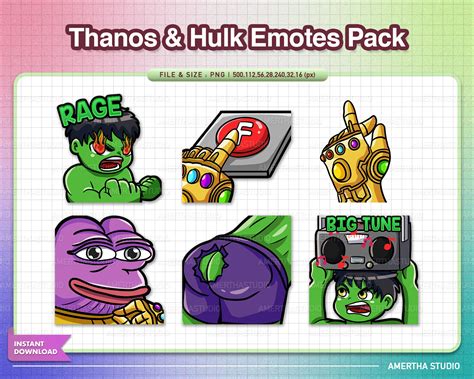 Thanos Hulk Twitch Emotes Pack Youtube Emote Streamer Emote Discord