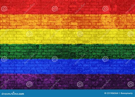 Gay Pride Rainbow Flag Wall Stock Photo Image Of Barriers Bricks 231906564