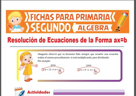 Resolución de Ecuaciones de la Forma ax b para Segundo de Primaria