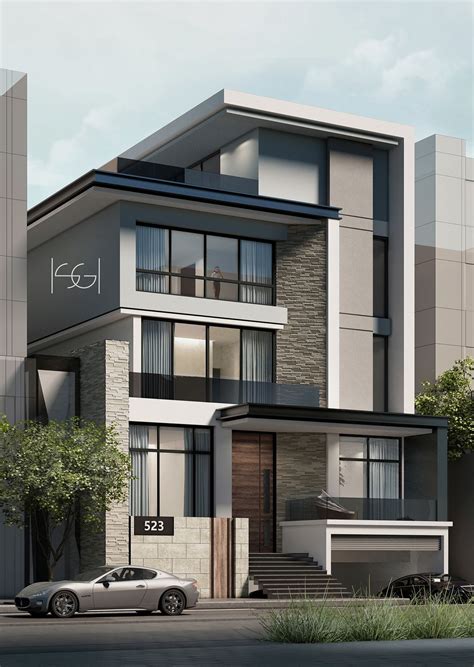 residential villa kuwait  behance  storey house design facade