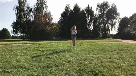 Sexy Blonde Woman Running In Summer Park Stock Video Pond