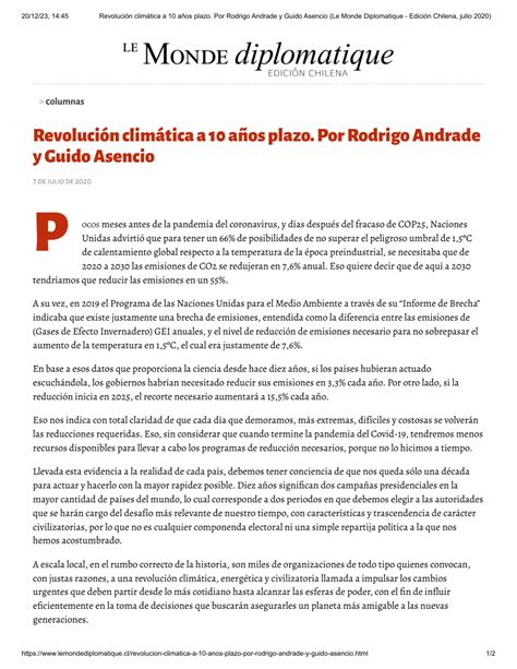 PDF Revolución climática a 10 años plazo Por Rodrigo Andrade y Guido