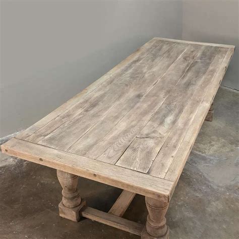 19th Century Antique Rustic Solid Stripped Oak Farm Table Large