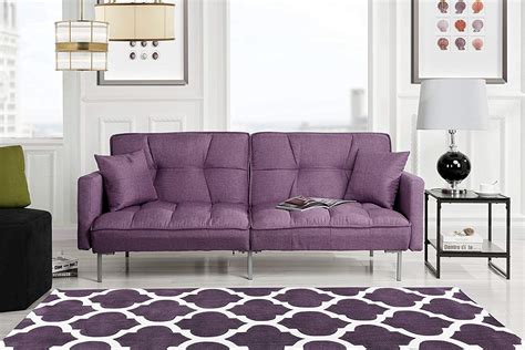 Modern Plush Tufted Linen Best Prices Purple sleeper Sofa Review- Free Shipping