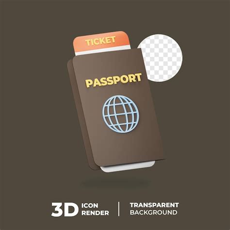 Premium Psd 3d Travel Icon Passport And Ticket