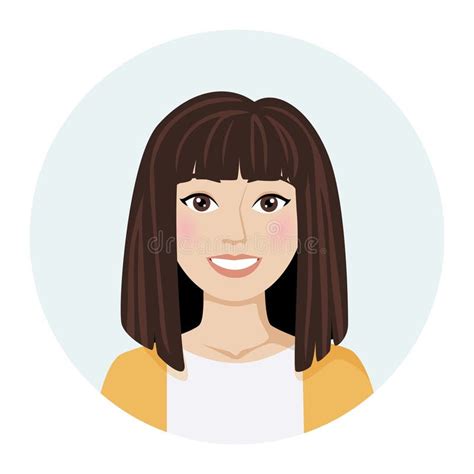Female Avatar Brunette Woman Portrait Vector Illustration Of A Female Character Stock Vector