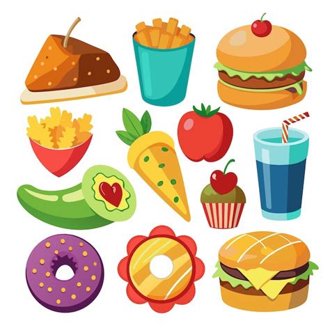 Premium Vector | Fast food street food Illustration vector icon set