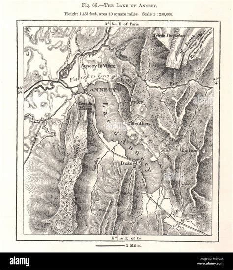 El Lago De Annecy Alta Saboya Croquis De 1885 Plan Antigua Gráfico