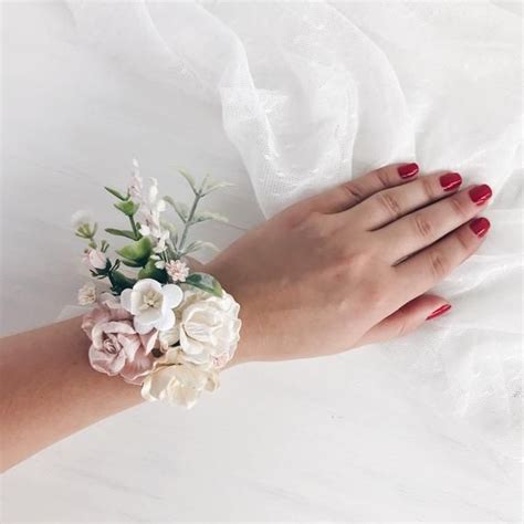 Blush Flower Wrist Corsage White Ivory Flower Wrist Corsage Etsy