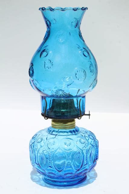 Vintage Blue Glass Oil Lamp Glass Designs