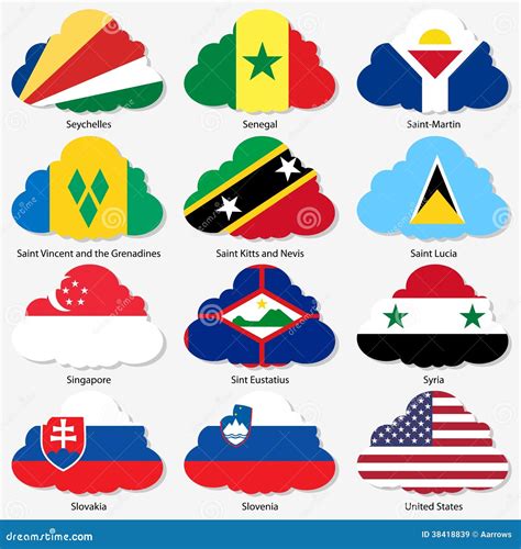 Set Flags of World Sovereign States in Form Stock Vector - Illustration of color, design: 38418839