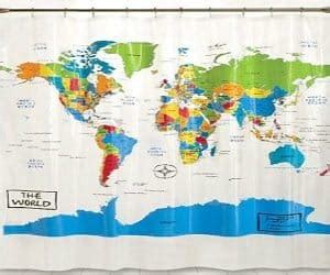 World Map Shower Curtain