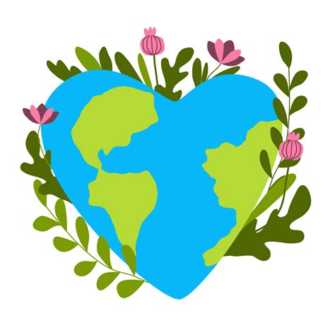 Earth Heart Shape With Plants Vector Illustration Invest In Our Planet