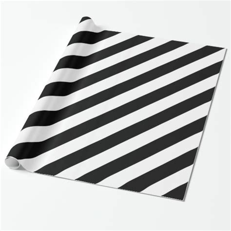 Black And White Diagonal Stripes Wrapping Paper