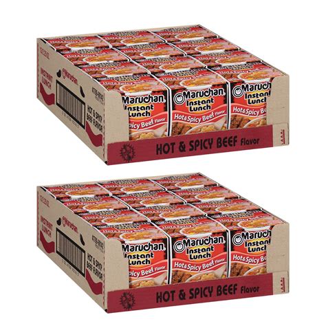 Maruchan Instant Ramen Hot And Spicy Beef Flavor Soup Single Lunch Pack 2 25 Oz 24 Pack