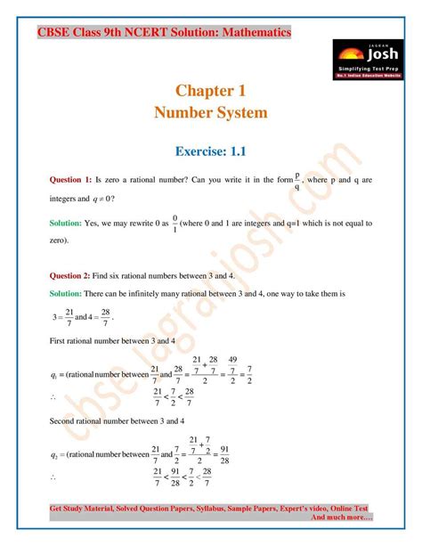 Ncert Solutions For Class Maths Exercise Chapter Number Systems