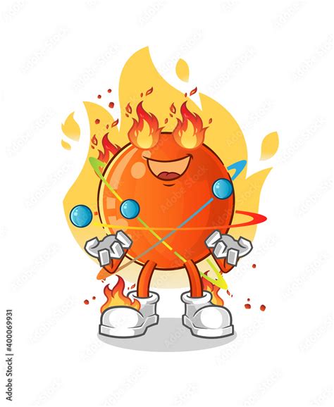 Atom On Fire Mascot Cartoon Vector Stock Vector Adobe Stock