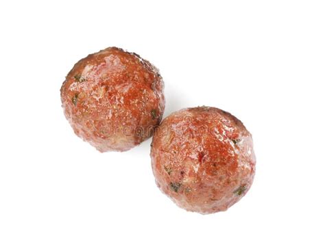 Boulettes De Viande Cuites Savoureuses Sur Fond Blanc Vue Photo Stock