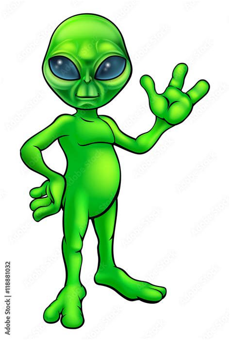 Green Alien Cartoon Stock Vector | Adobe Stock