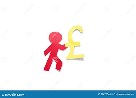 A Red Stick Figure Holding Pound Sign Over White Background Stock Photo