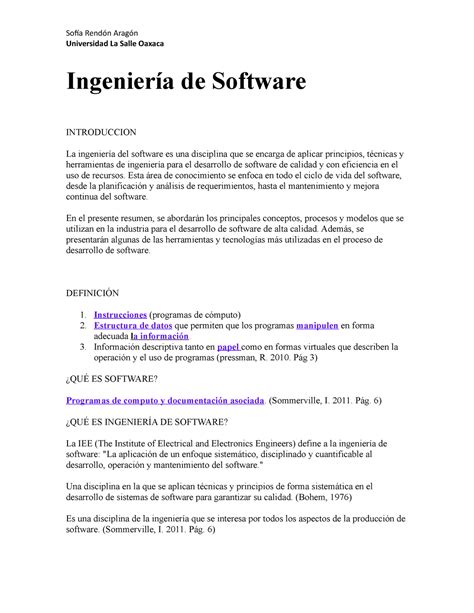 Ingeniería de Software Universidad La Salle Oaxaca Ingeniería de