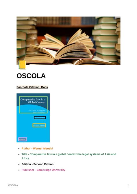 Oscola Notes À Oscola Footnote Citation Book Author Werner