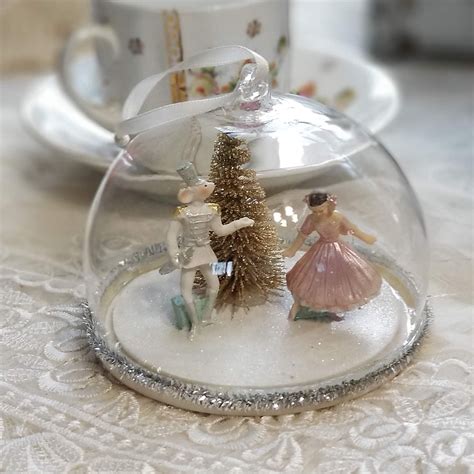 Nutcracker Glass Cloche Ornament Clara Mouse King 2689