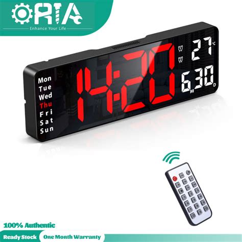 Oria Jam Dinding Digital Besar Dengan Remote Jam Alarm Led Layar