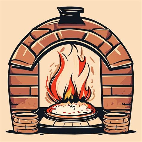 Premium Vector Hand Drawn Cartoon Fireplace Illustration Or Red Brick Fireplace With Burning Fire