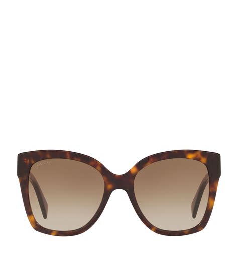 Womens Gucci Brown Rectangular Tortoiseshell Sunglasses Harrods Uk