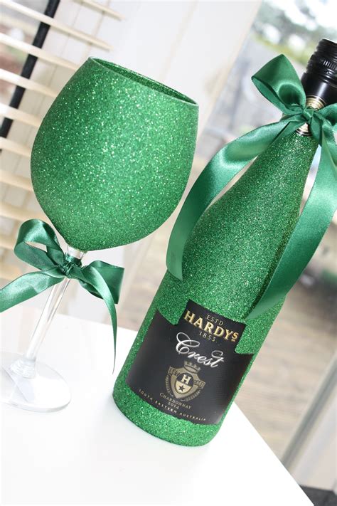 Glittery Wine Champagne Prosecco Or Cava And Luxury Large Wine Glass T Pack Wine Glass