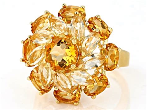 Citrine 18k Yellow Gold Over Sterling Silver Ring 5.73ctw - WIG345