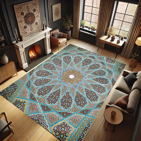 art rug living room rug historic pattern rug office  slip rug