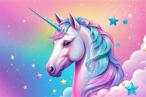 Premium Photo Rainbow Unicorn Pastel Background With Glitter Stars