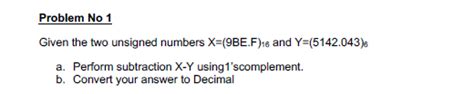 Solved Problem No 1 Given The Two Unsigned Numbers X 9be F